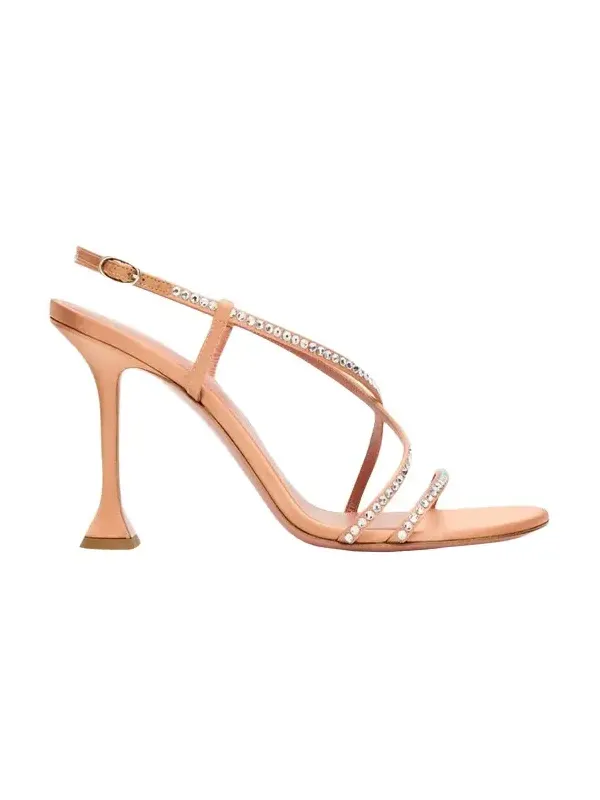 Amina Muaddi Sally 95MM Crystal-Embellished Silk Sandals