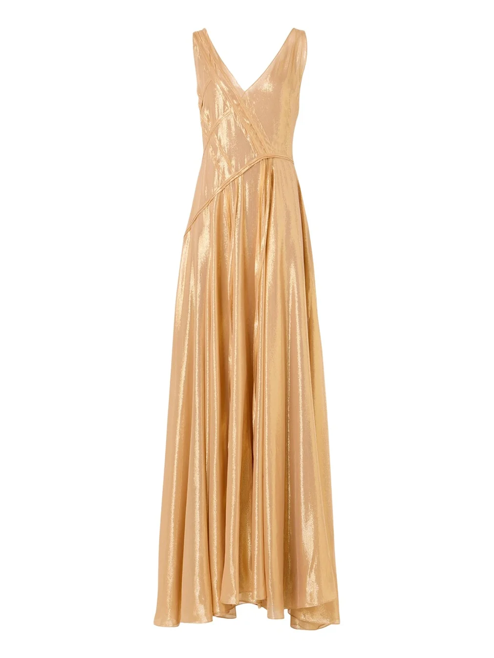 Akris Sleeveless Asymmetric Paneled Lamé Silk Gown