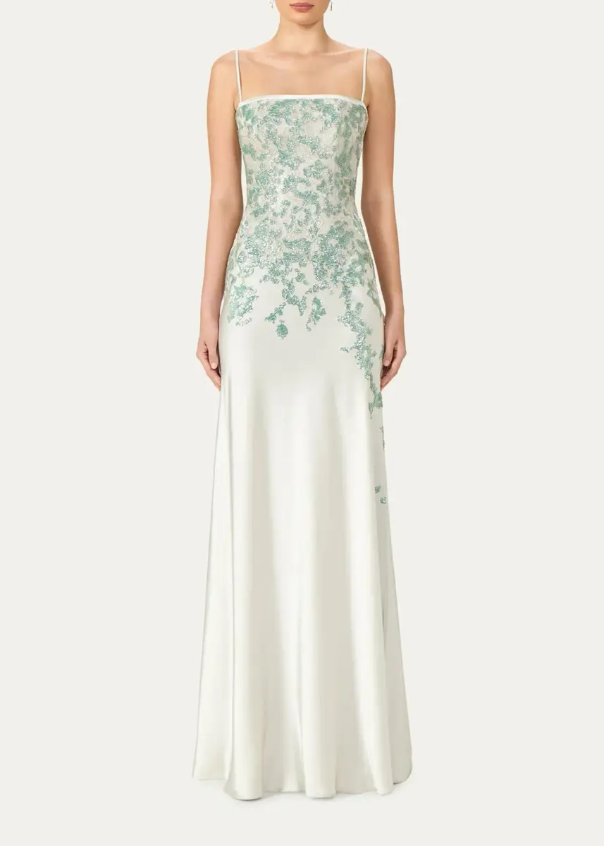Costarellos Jennan Sleeveless Sequined Lace Satin Trumpet Gown | Thumbnail 2 Costarellos Jennan Sleeveless Sequined Lace Satin Trumpet Gown | Thumbnail 2