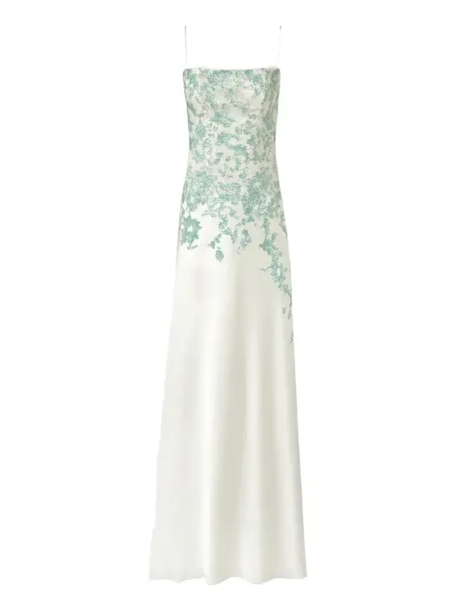 Jennan Sleeveless Sequined Lace Satin Trumpet Gown