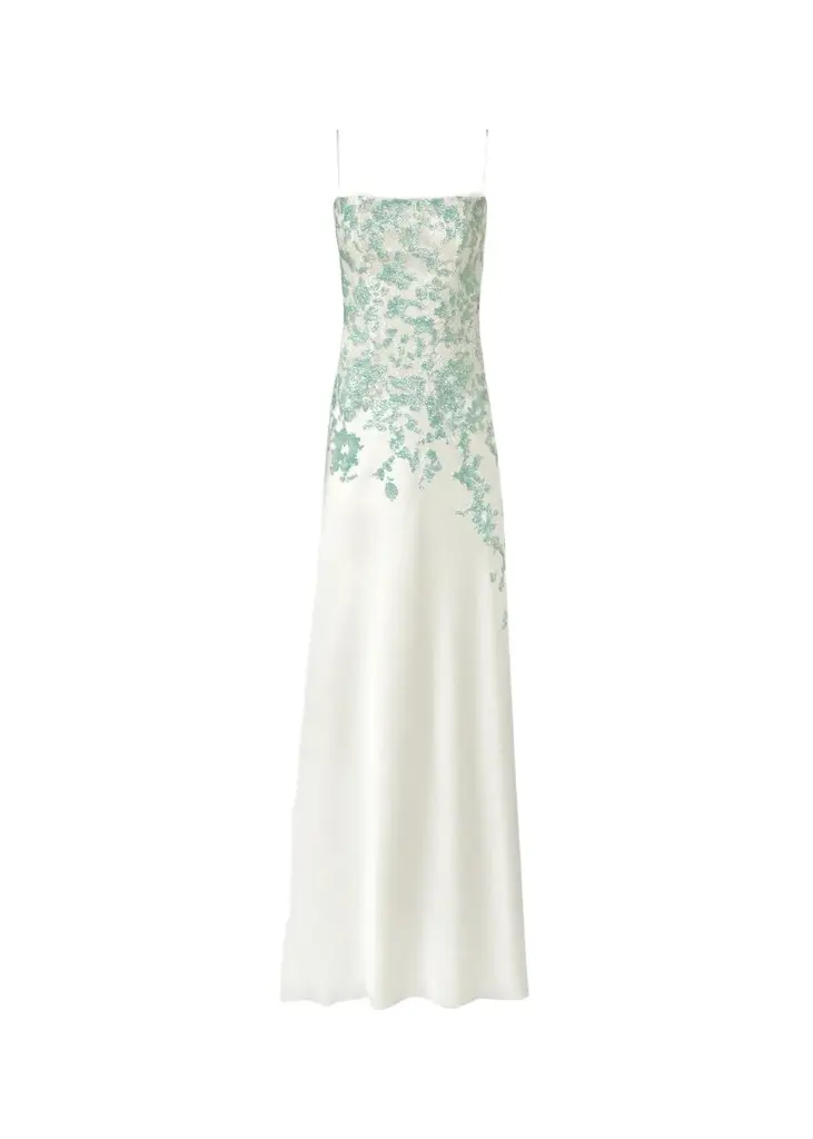 Costarellos Jennan Sleeveless Sequined Lace Satin Trumpet Gown