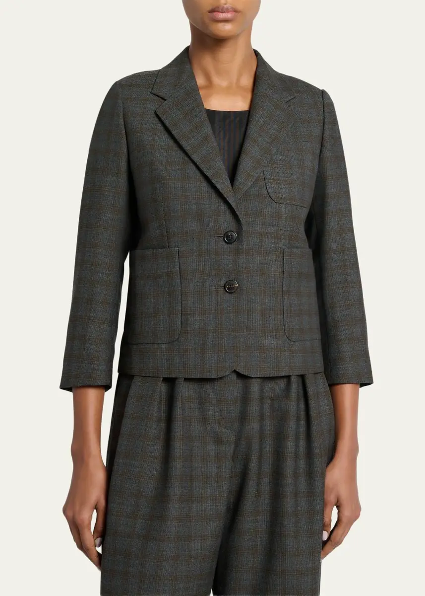 Dries Van Noten Check Single-Breasted Shrunken Jacket | Thumbnail 4 Dries Van Noten Check Single-Breasted Shrunken Jacket | Thumbnail 4