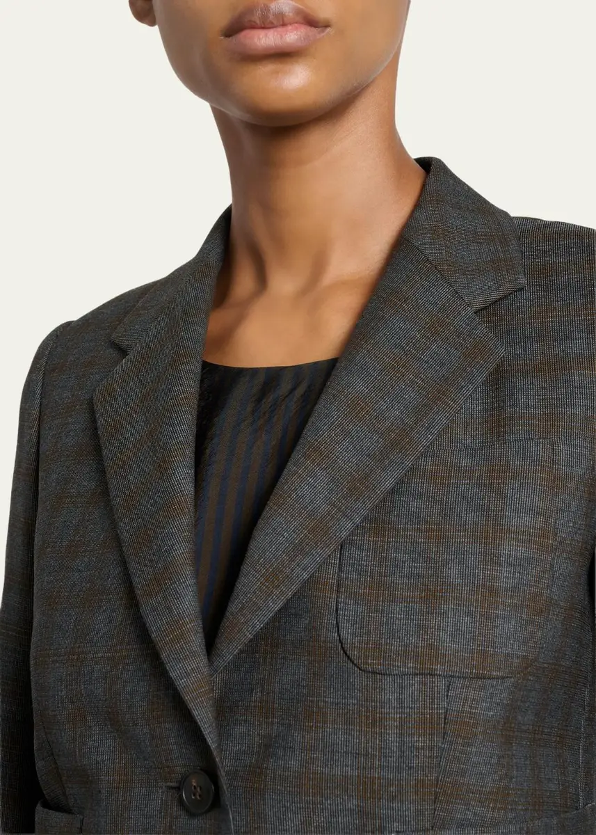 Dries Van Noten Check Single-Breasted Shrunken Jacket | Thumbnail 5 Dries Van Noten Check Single-Breasted Shrunken Jacket | Thumbnail 5