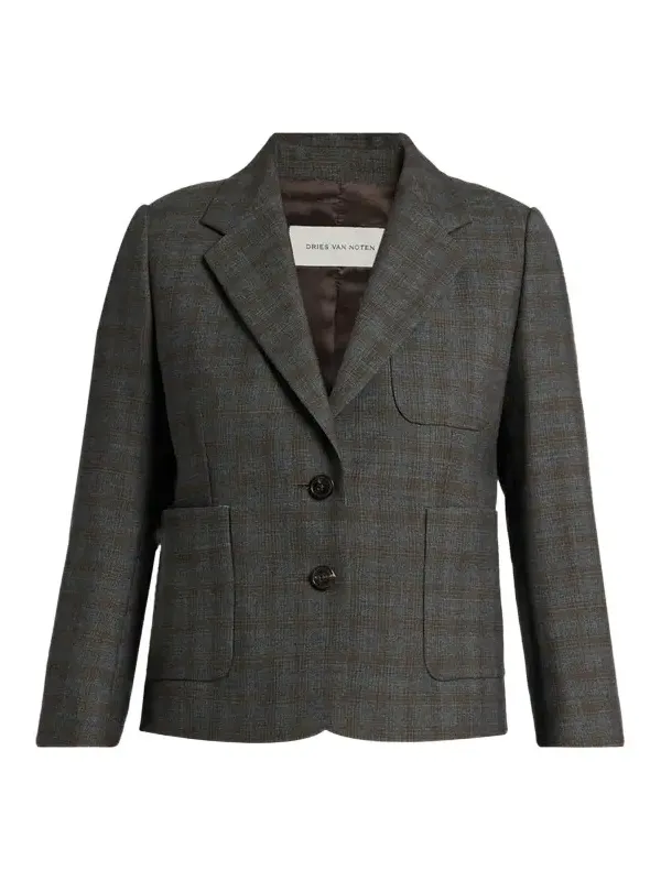 Check Single-Breasted Shrunken Jacket