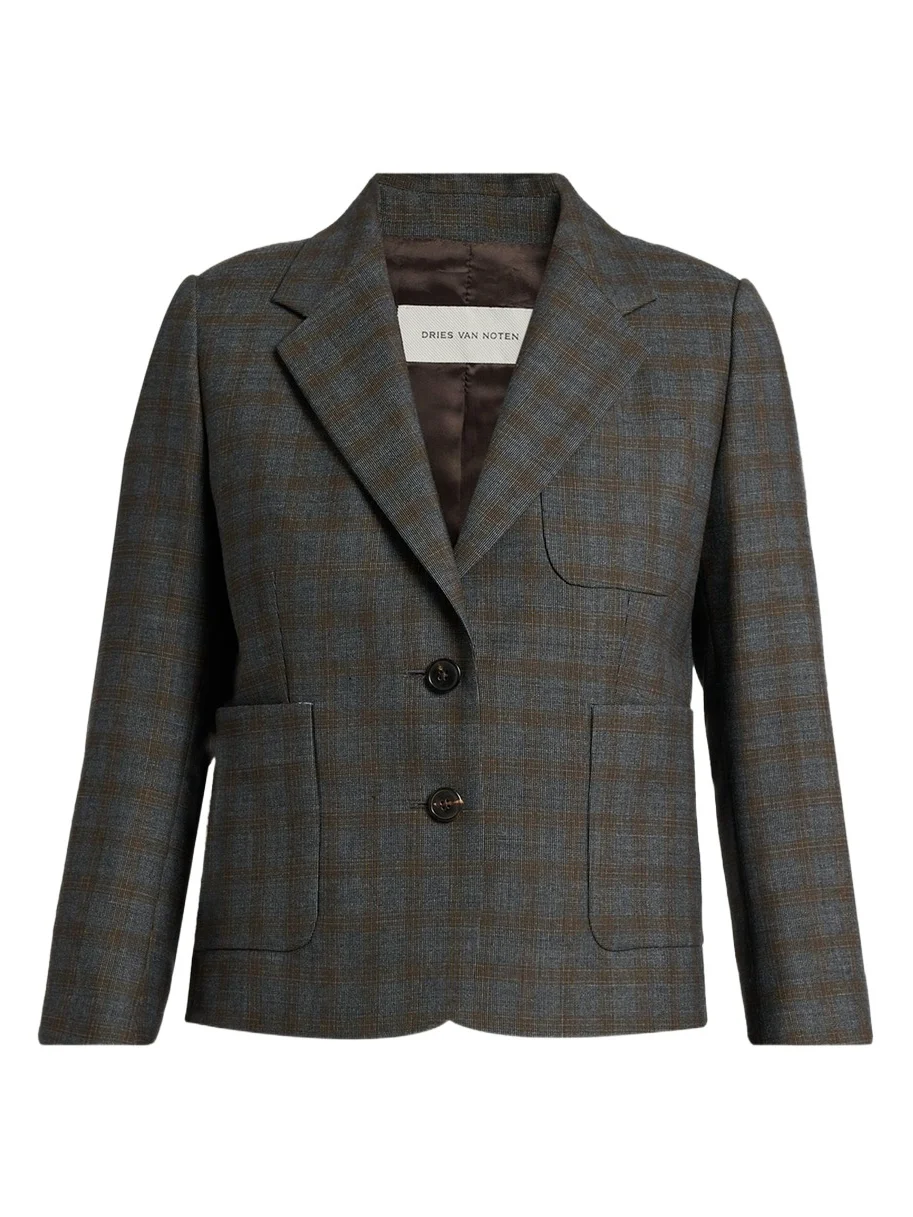 Check Single-Breasted Shrunken Jacket Check Single-Breasted Shrunken Jacket