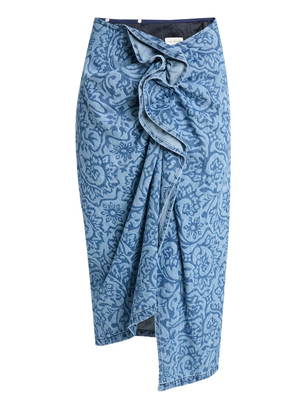 Sinas Floral Denim Ruffle Midi Skirt Sinas Floral Denim Ruffle Midi Skirt