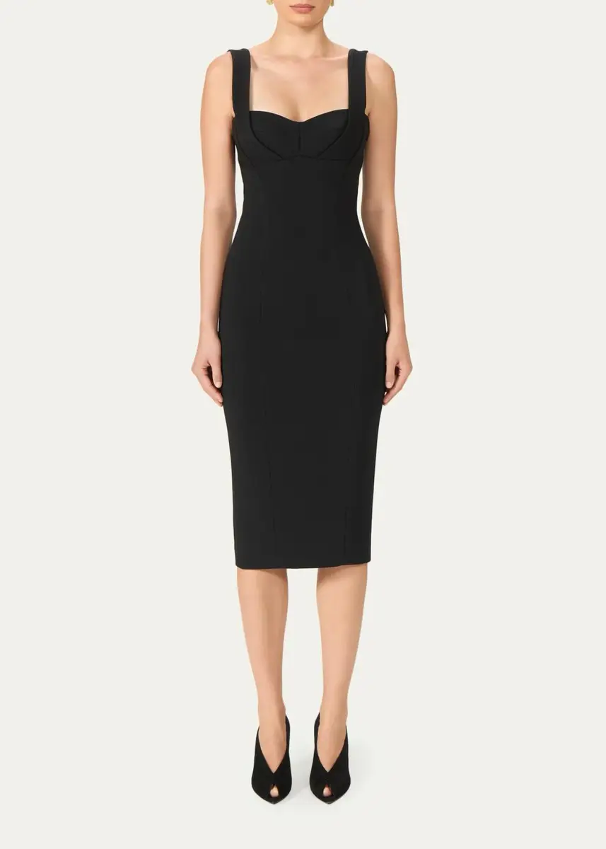 Costarellos Avera Sculpted Crepe Sleeveless Midi Dress | Thumbnail 2 Costarellos Avera Sculpted Crepe Sleeveless Midi Dress | Thumbnail 2