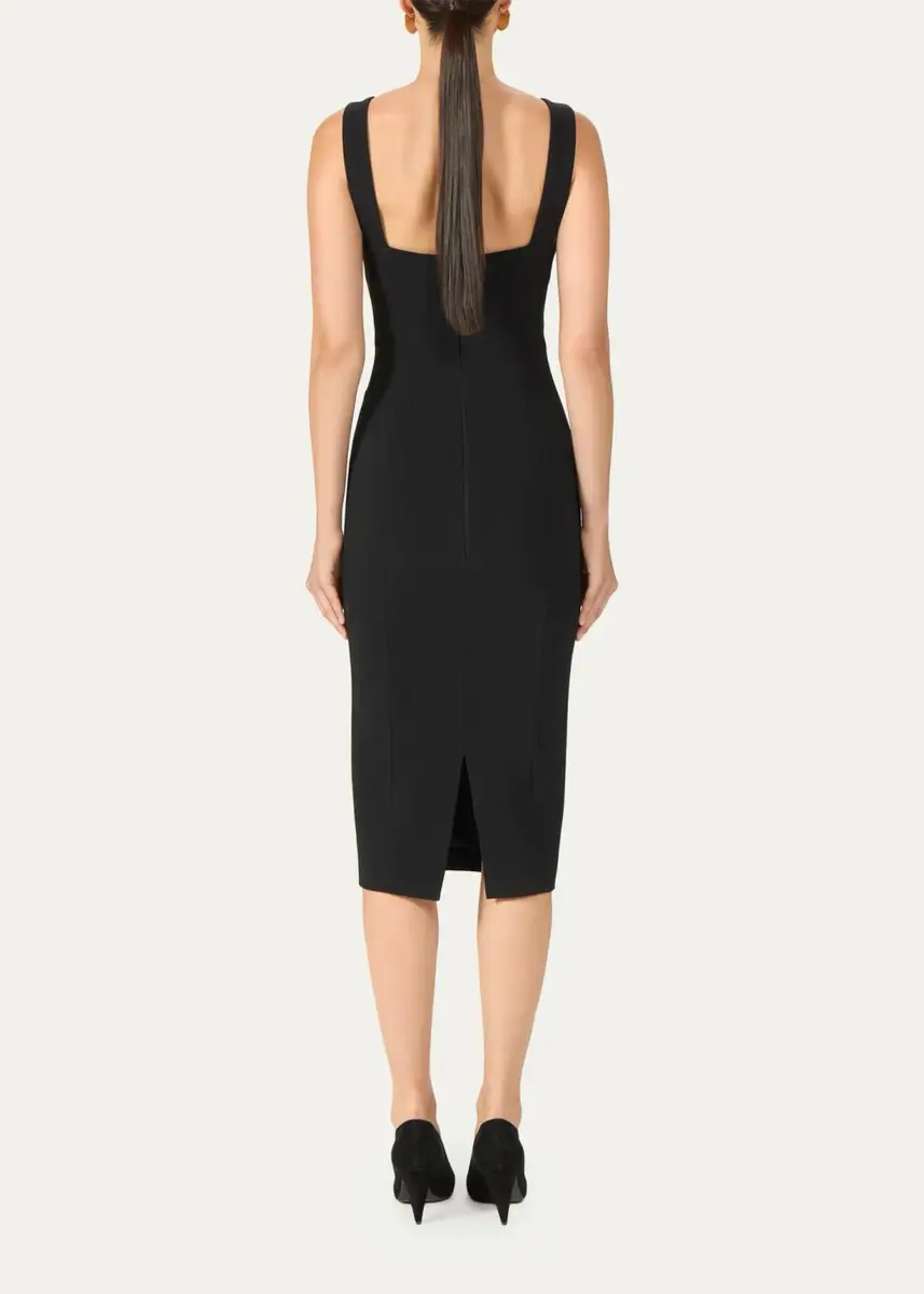 Costarellos Avera Sculpted Crepe Sleeveless Midi Dress | Thumbnail 3 Costarellos Avera Sculpted Crepe Sleeveless Midi Dress | Thumbnail 3