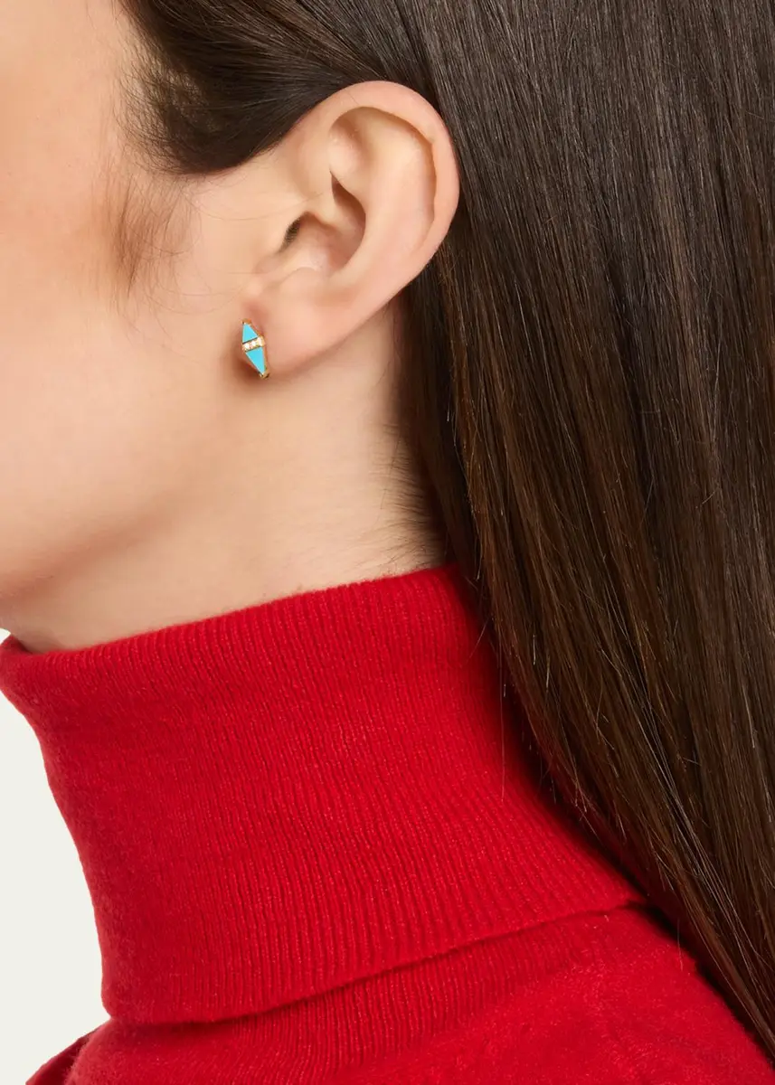 Sorellina 18K Pietra Stud Earrings with Turquoise and Diamonds | Thumbnail 2