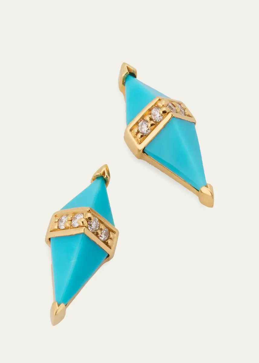 Sorellina 18K Pietra Stud Earrings with Turquoise and Diamonds | Thumbnail 3