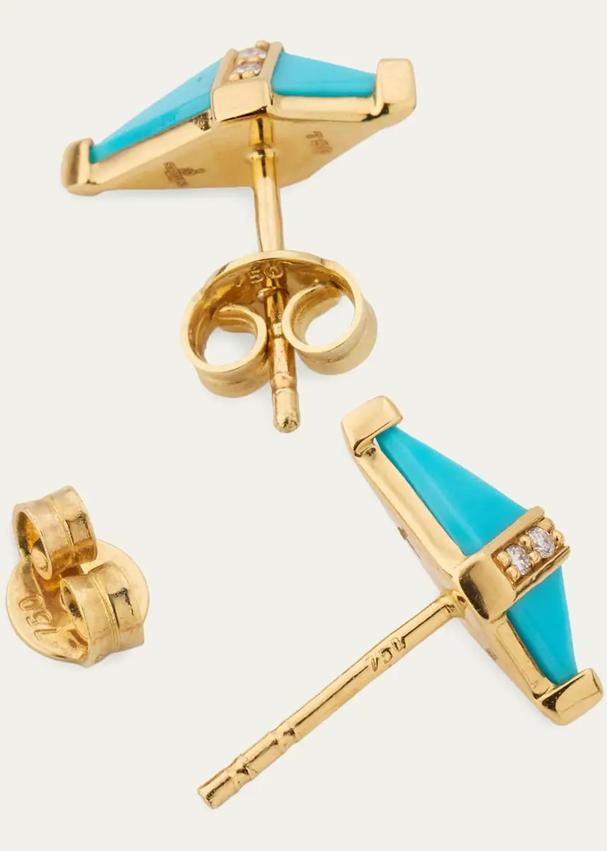 Sorellina 18K Pietra Stud Earrings with Turquoise and Diamonds | Thumbnail 4