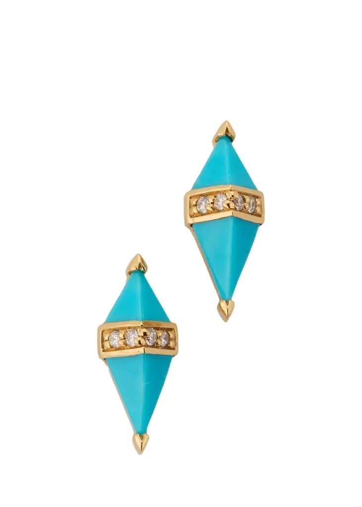 Sorellina 18K Pietra Stud Earrings with Turquoise and Diamonds | Image 1 Sorellina 18K Pietra Stud Earrings with Turquoise and Diamonds | Image 1