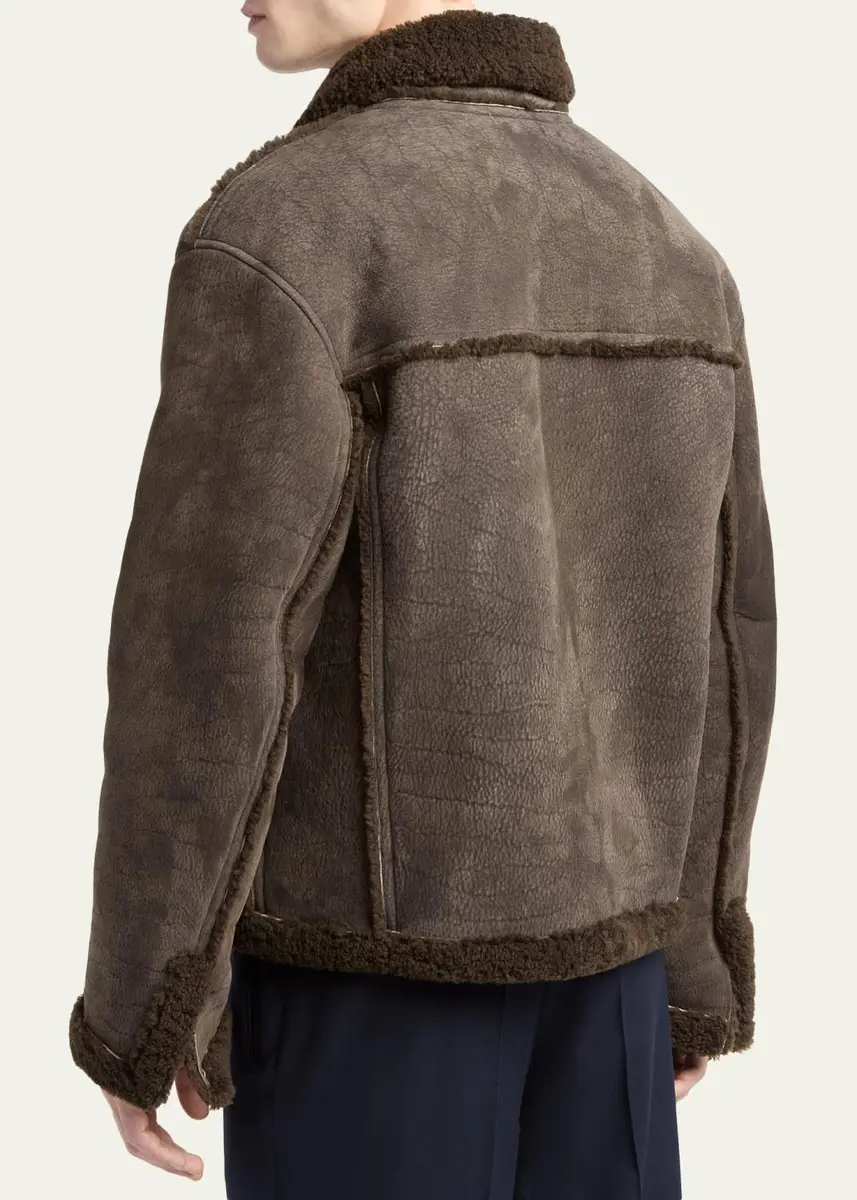 Giorgio Armani Men's Shearling-Trimmed Jacket | Thumbnail 3 Giorgio Armani Men's Shearling-Trimmed Jacket | Thumbnail 3