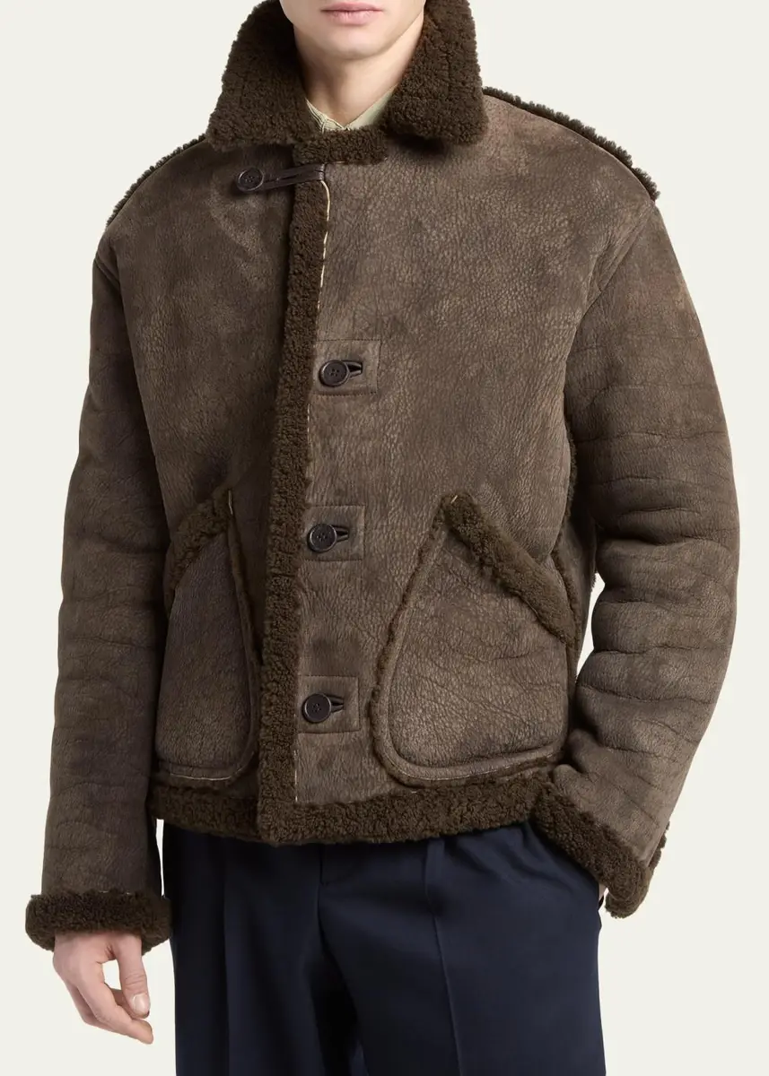 Giorgio Armani Men's Shearling-Trimmed Jacket | Thumbnail 4 Giorgio Armani Men's Shearling-Trimmed Jacket | Thumbnail 4