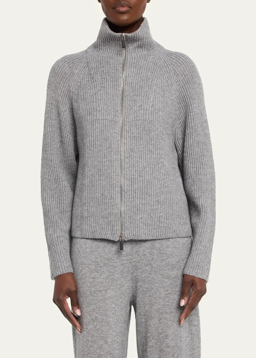 Lafayette 148 New York Zip-Front Rib Knit Cardigan | Thumbnail 4