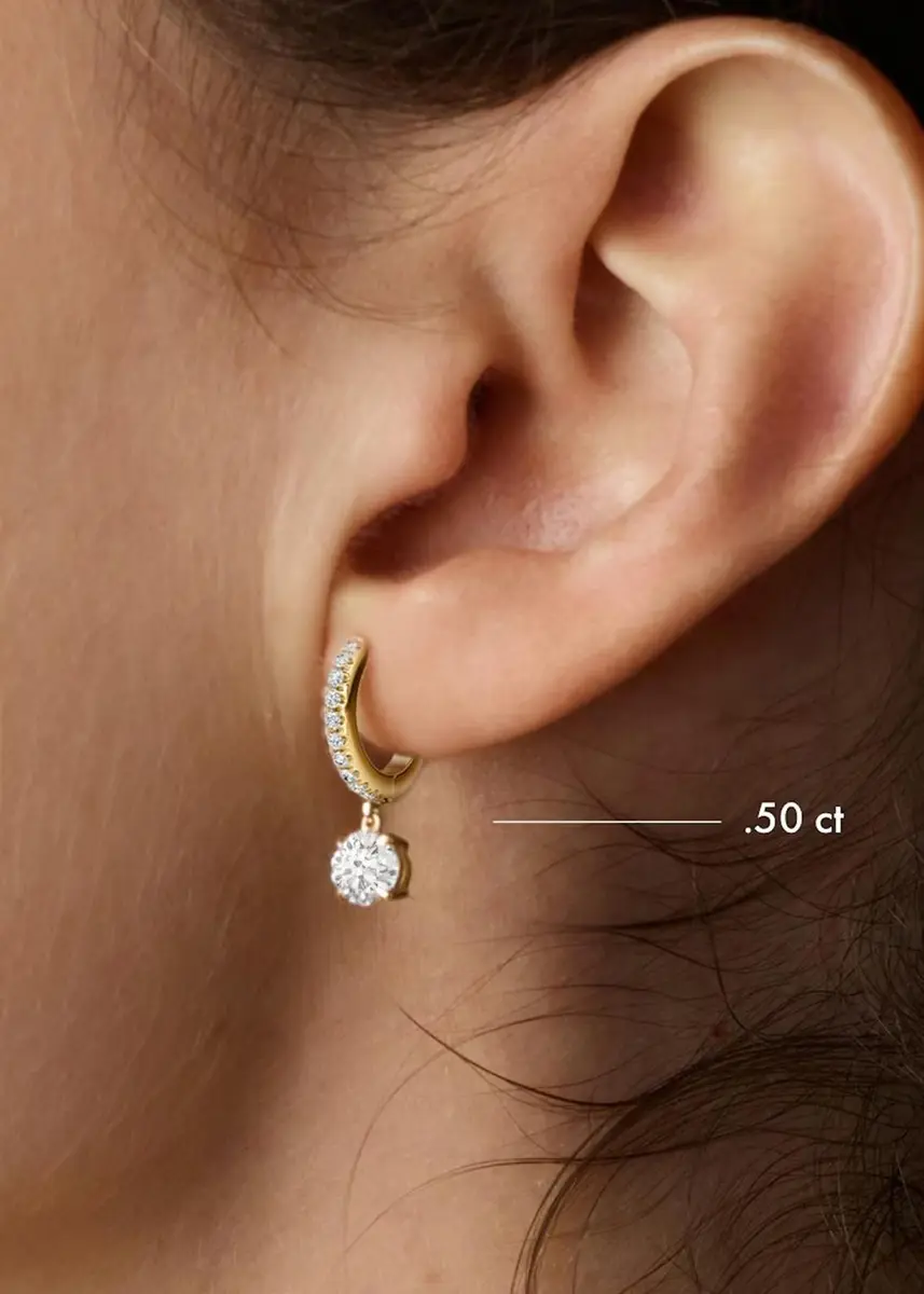 VRAI 14K White Gold Lab-Grown Diamond Solitaire Drop Huggie Earrings | Thumbnail 2 VRAI 14K White Gold Lab-Grown Diamond Solitaire Drop Huggie Earrings | Thumbnail 2