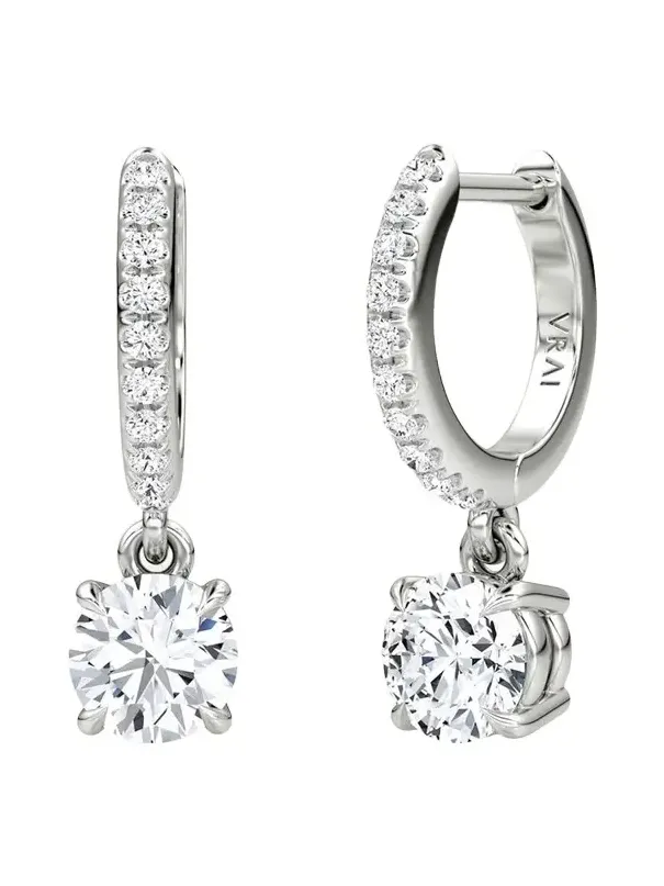 14K White Gold Lab-Grown Diamond Solitaire Drop Huggie Earrings 14K White Gold Lab-Grown Diamond Solitaire Drop Huggie Earrings