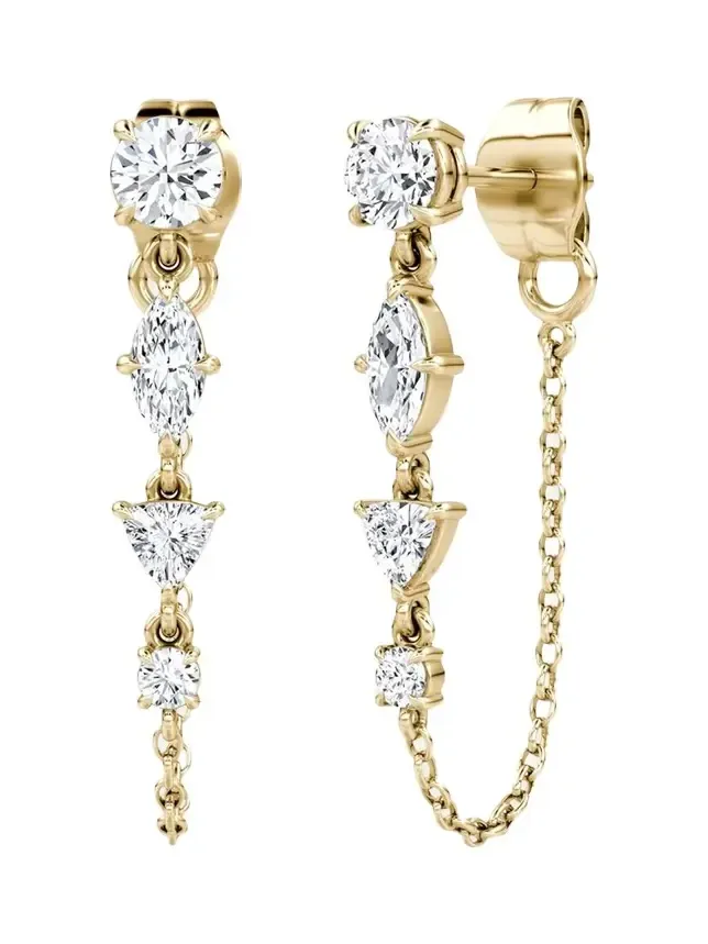 VRAI 14K Yellow Gold Lab-Grown Diamond Mixed Shape Chain Earrings