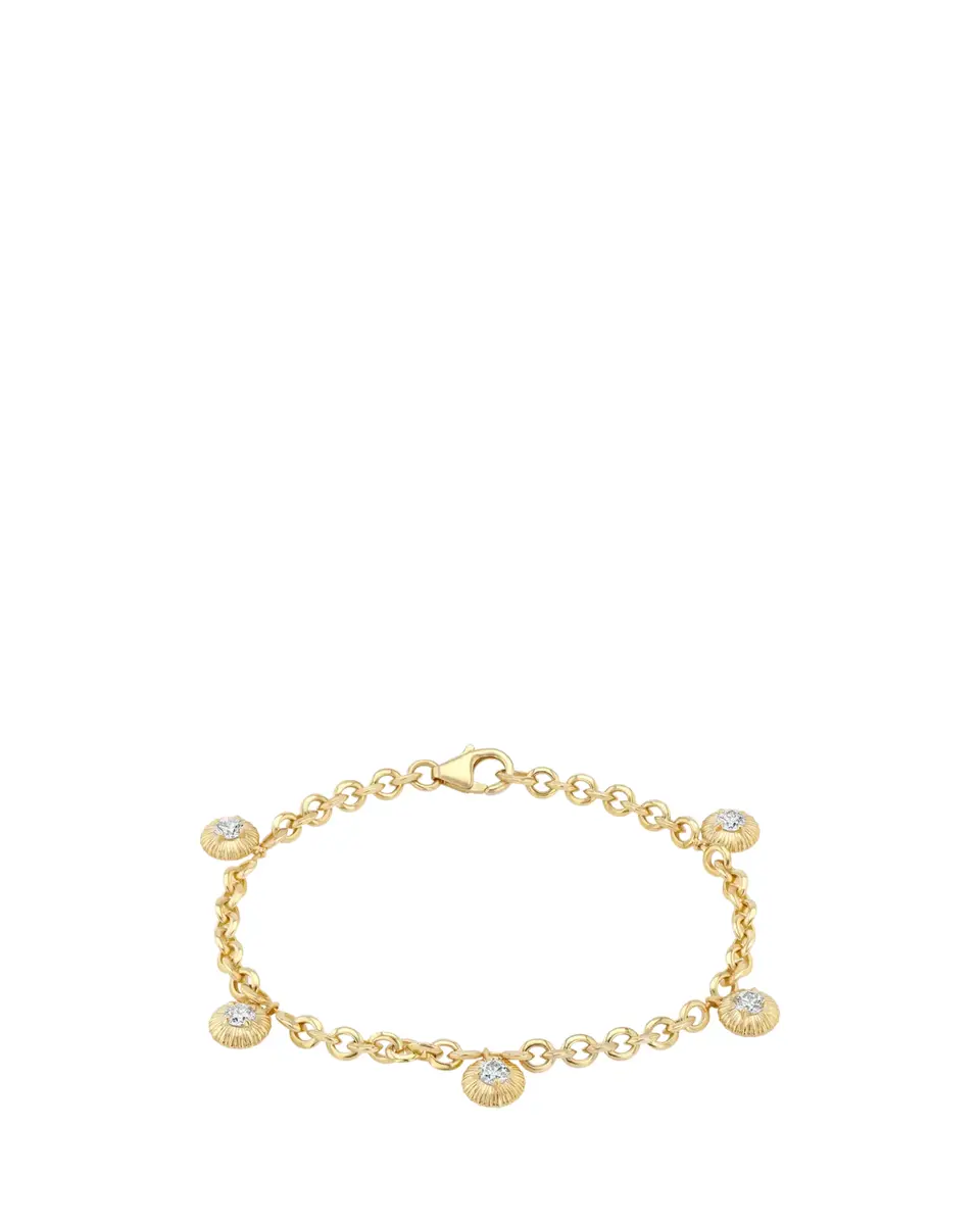 Lizzie Mandler Fine Jewelry 18K Yellow Gold Micro Chain Bracelet with Fluted Button Fringe | Thumbnail 2 Lizzie Mandler Fine Jewelry 18K Yellow Gold Micro Chain Bracelet with Fluted Button Fringe | Thumbnail 2
