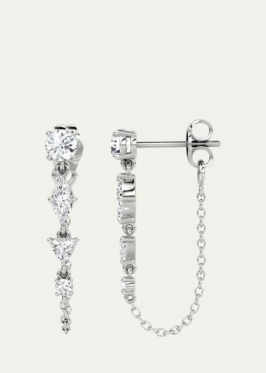 VRAI 14K White Gold Lab-Grown Diamond Mixed Shape Chain Earrings | Thumbnail 2 VRAI 14K White Gold Lab-Grown Diamond Mixed Shape Chain Earrings | Thumbnail 2