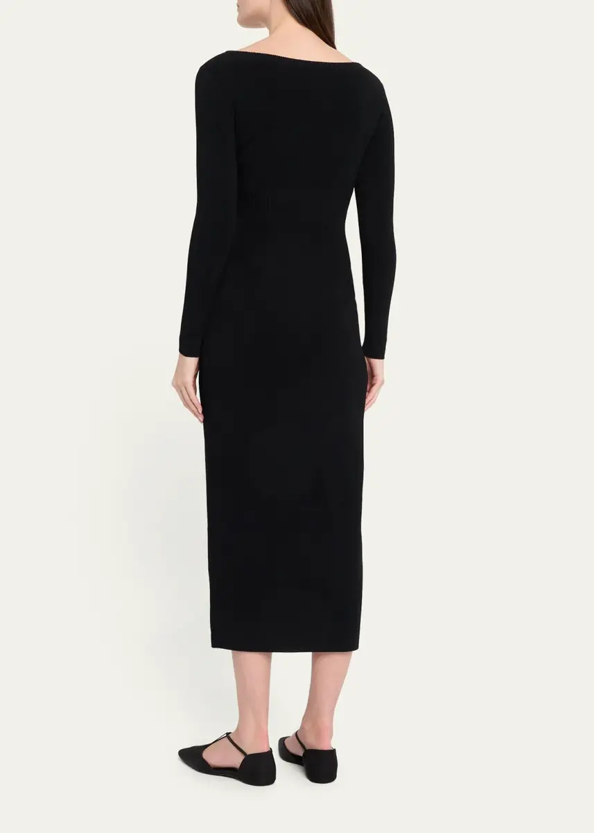 FFORME Lottie Wide V-Neck Ribbed Long-Sleeve Midi Dress | Thumbnail 3 FFORME Lottie Wide V-Neck Ribbed Long-Sleeve Midi Dress | Thumbnail 3