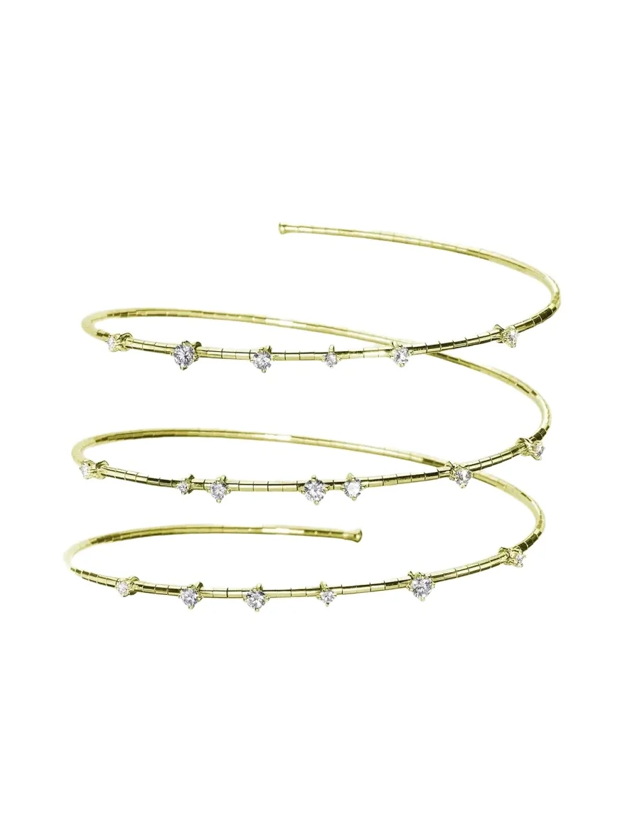 18K Yellow Gold Diamond 3-Row Wrap Bracelet