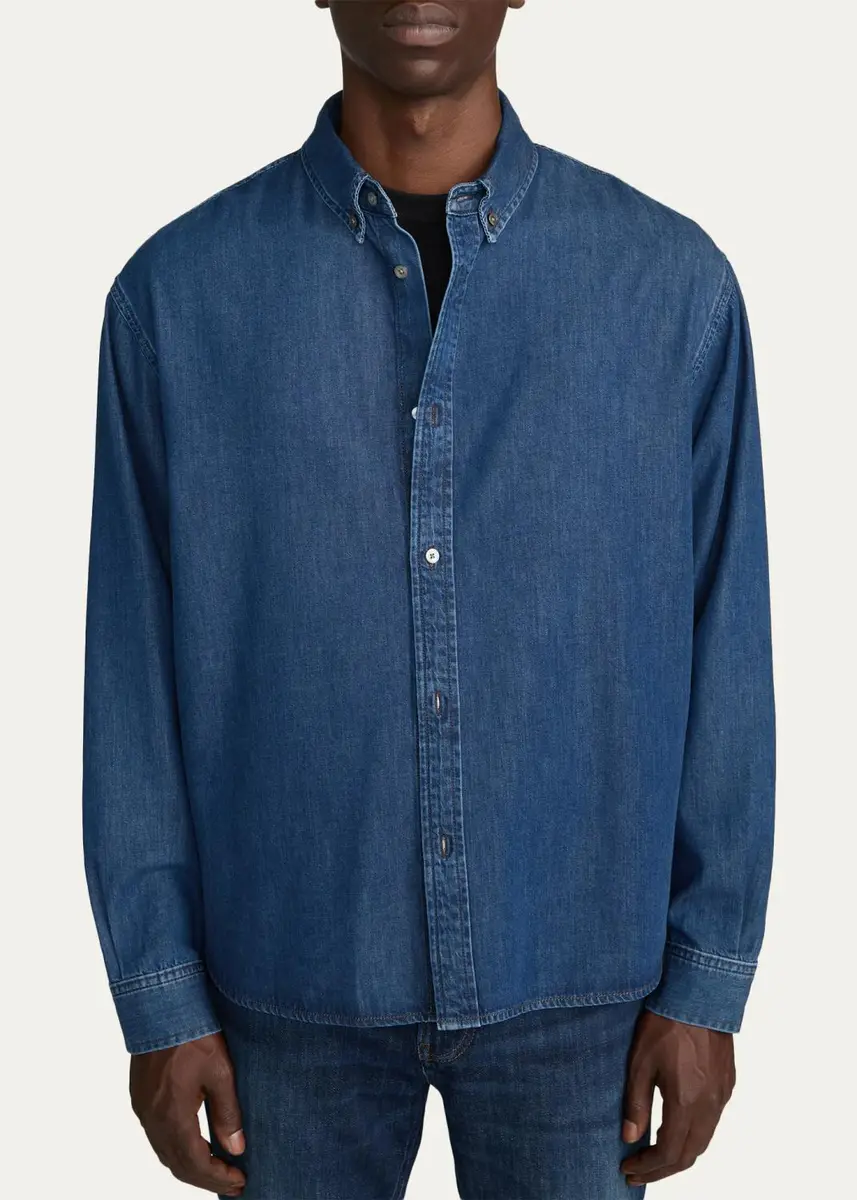 Frame Men's Denim Classic Fit Button-Down Shirt | Thumbnail 4 Frame Men's Denim Classic Fit Button-Down Shirt | Thumbnail 4