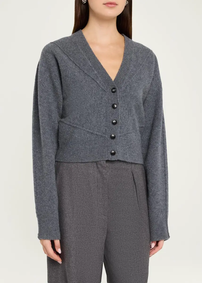 Jason Wu Collection Sculptural Merino Wool Crop V-Neck Cardigan | Thumbnail 4 Jason Wu Collection Sculptural Merino Wool Crop V-Neck Cardigan | Thumbnail 4
