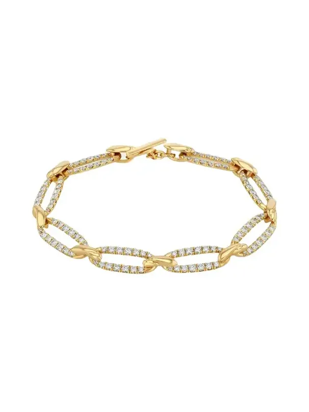 Lizzie Mandler Fine Jewelry Love Knot 18K Yellow Gold Diamond Pave Flat Link Bracelet