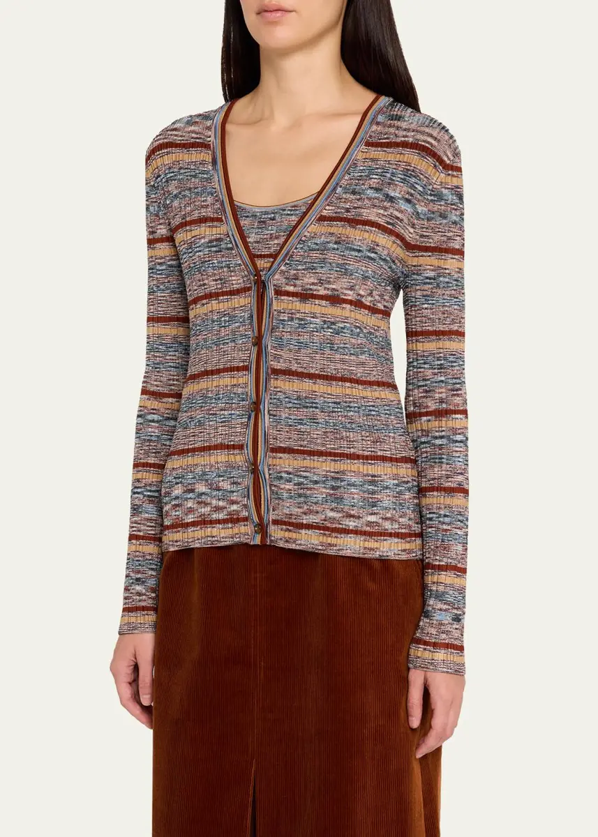 Veronica Beard Calliope Striped Rib-Knit Cardigan | Thumbnail 4 Veronica Beard Calliope Striped Rib-Knit Cardigan | Thumbnail 4