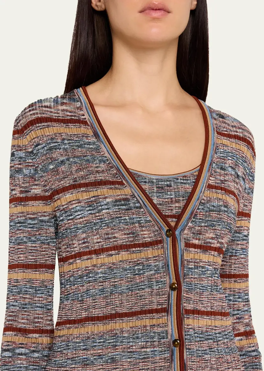 Veronica Beard Calliope Striped Rib-Knit Cardigan | Thumbnail 5 Veronica Beard Calliope Striped Rib-Knit Cardigan | Thumbnail 5
