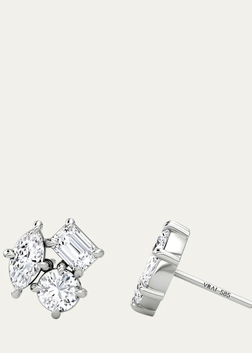 VRAI 14K White Gold Lab-Grown Diamond Constellation Stud Earrings | Thumbnail 3 VRAI 14K White Gold Lab-Grown Diamond Constellation Stud Earrings | Thumbnail 3