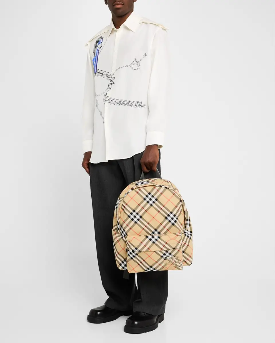 Burberry Men's Essential Check Backpack | Thumbnail 2 Burberry Men's Essential Check Backpack | Thumbnail 2