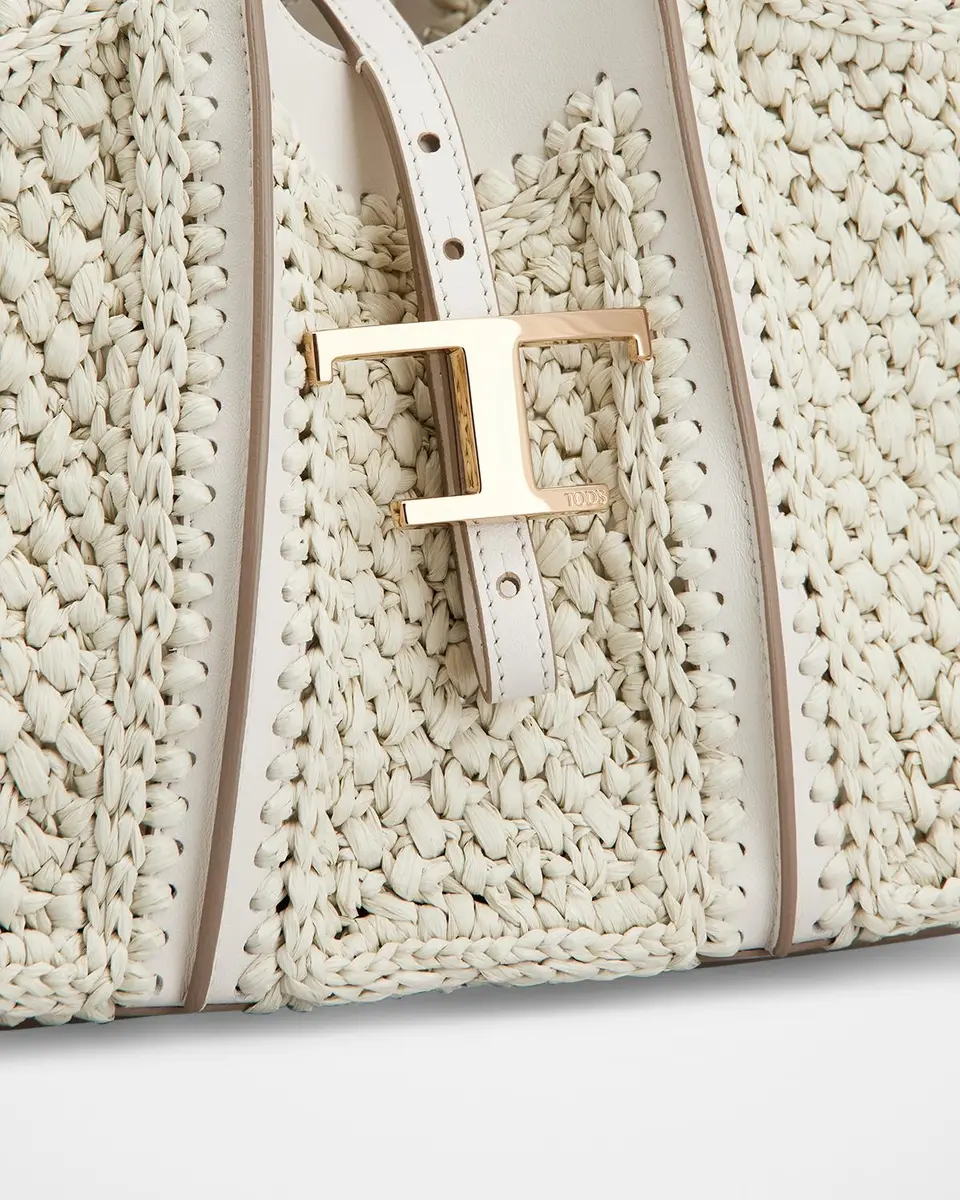 Tod's Mini Raffia T Timeless Tote Shopping Bag | Thumbnail 4 Tod's Mini Raffia T Timeless Tote Shopping Bag | Thumbnail 4