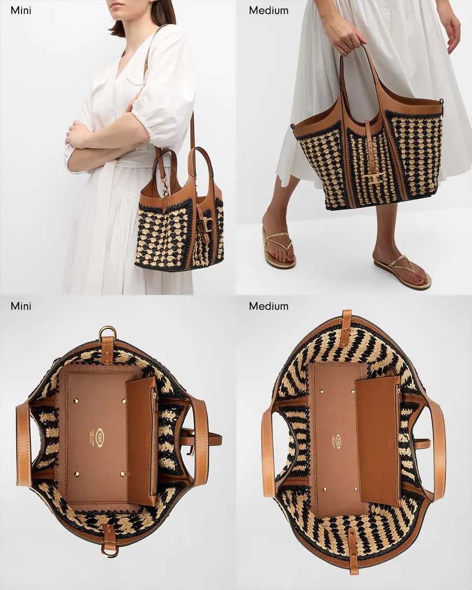 Tod's Mini Raffia T Timeless Tote Shopping Bag | Thumbnail 6 Tod's Mini Raffia T Timeless Tote Shopping Bag | Thumbnail 6