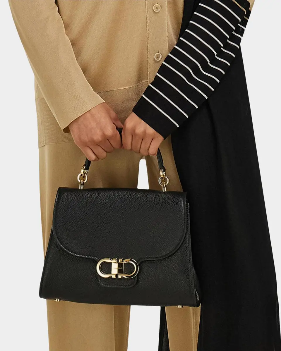 Ferragamo Double Gancio Leather Top-Handle Bag | Thumbnail 2 Ferragamo Double Gancio Leather Top-Handle Bag | Thumbnail 2