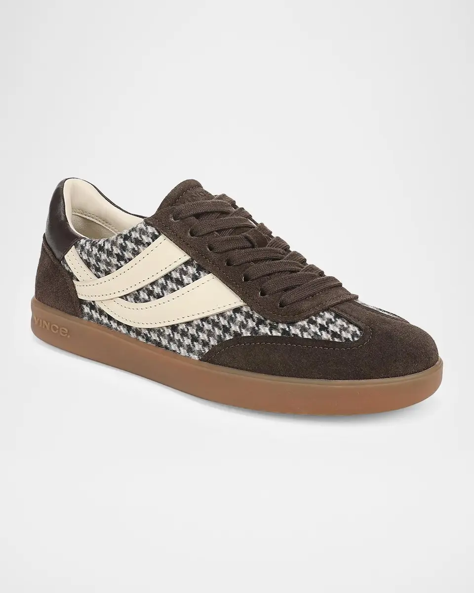 Vince Oasis Houndstooth Mixed Leather Low-Top Sneakers | Thumbnail 2 Vince Oasis Houndstooth Mixed Leather Low-Top Sneakers | Thumbnail 2