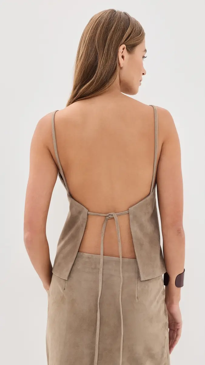 St. Agni Suede Low Back Tie Top | Thumbnail 3