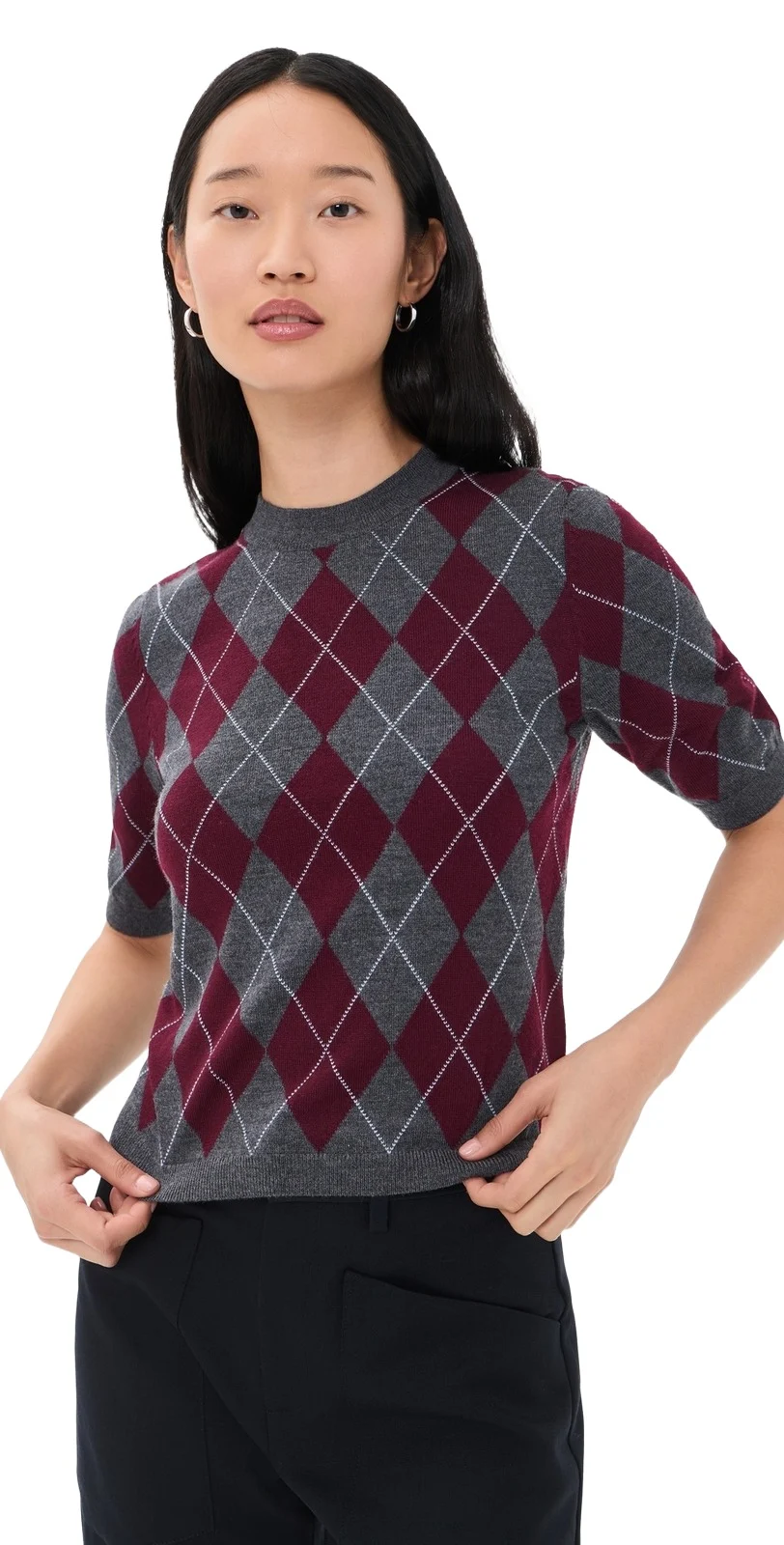 Fitted Crew Argyle Pullover