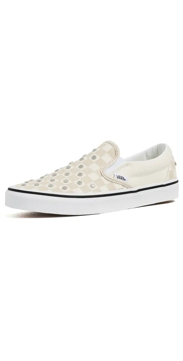 Vans Classic Slip On Unisex Sneakers Checkerboard Studs Turtledove M 12 | Image 1 Vans Classic Slip On Unisex Sneakers Checkerboard Studs Turtledove M 12 | Image 1