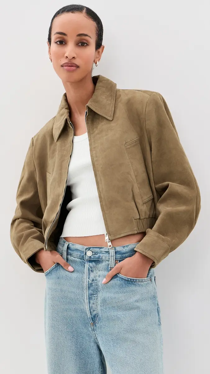 AGOLDE Nahla Cropped Goatskin Suede Jacket | Thumbnail 2