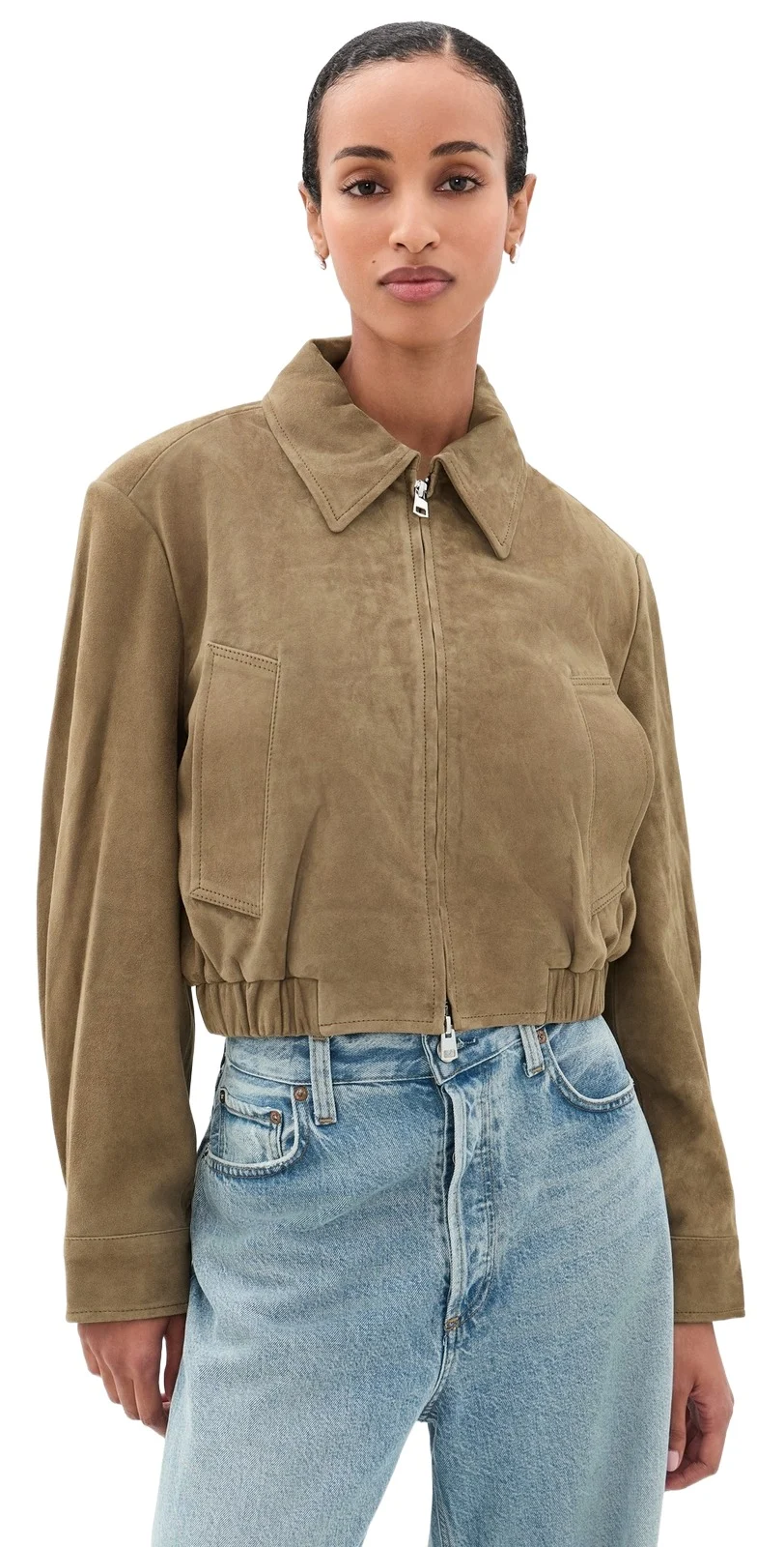 AGOLDE Nahla Cropped Goatskin Suede Jacket