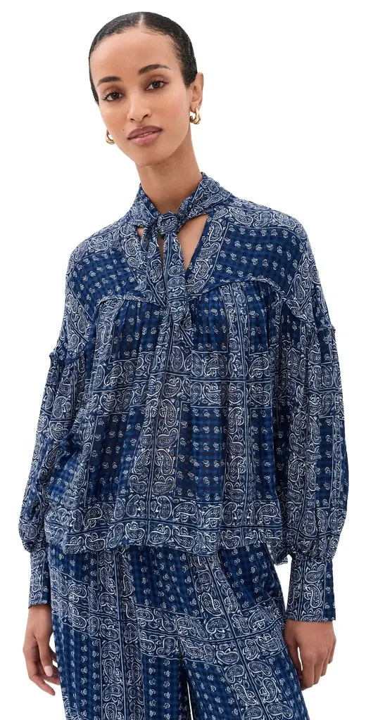 HUNTER BELL Celeste Blouse Inkwell Paisley L | Image 1 HUNTER BELL Celeste Blouse Inkwell Paisley L | Image 1
