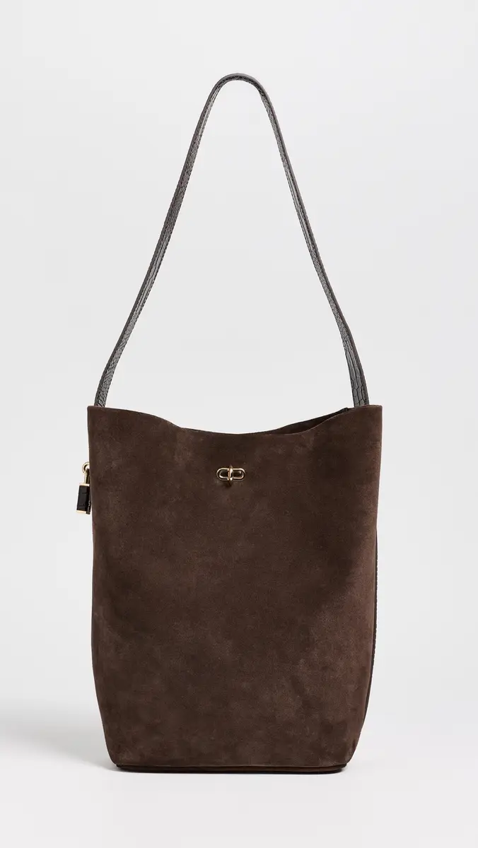 Tory Burch Lock Suede Slim Bucket Bag | Thumbnail 2 Tory Burch Lock Suede Slim Bucket Bag | Thumbnail 2