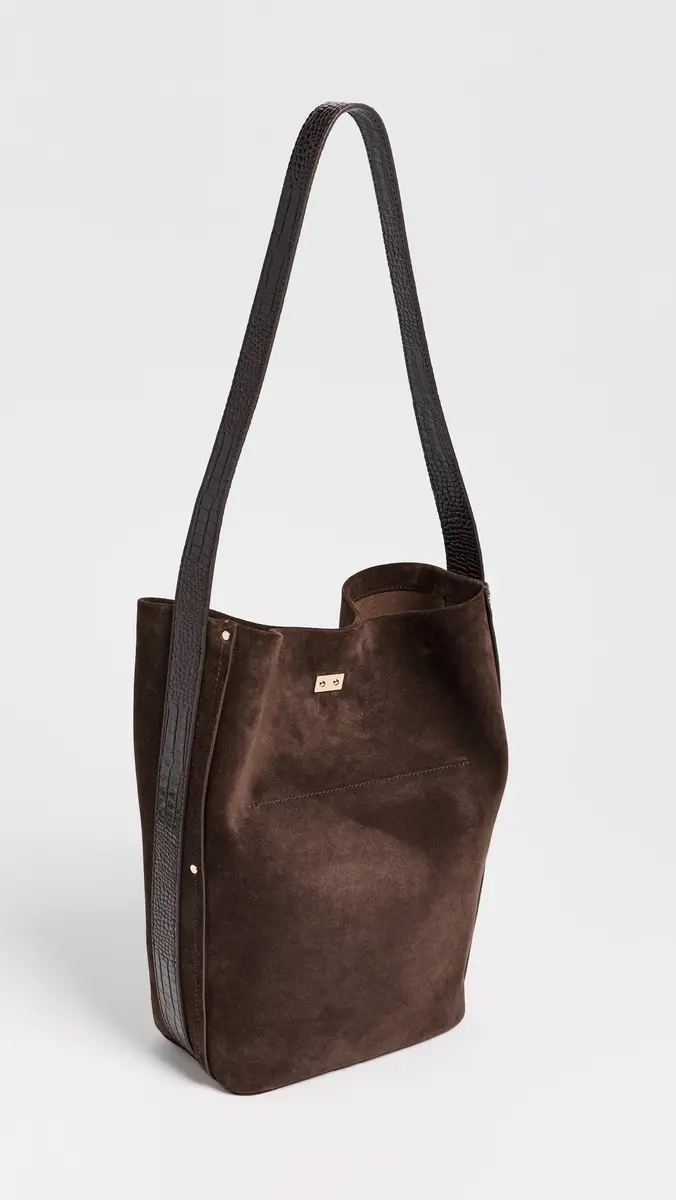 Tory Burch Lock Suede Slim Bucket Bag | Thumbnail 4 Tory Burch Lock Suede Slim Bucket Bag | Thumbnail 4