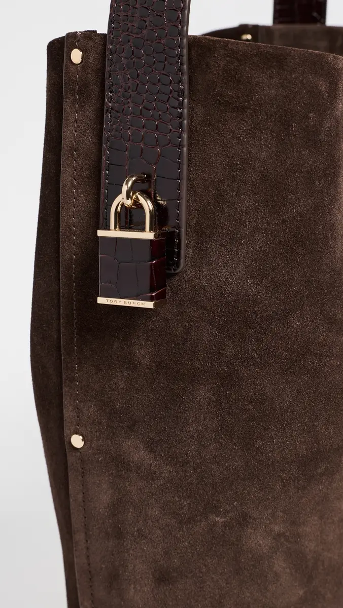 Tory Burch Lock Suede Slim Bucket Bag | Thumbnail 5 Tory Burch Lock Suede Slim Bucket Bag | Thumbnail 5