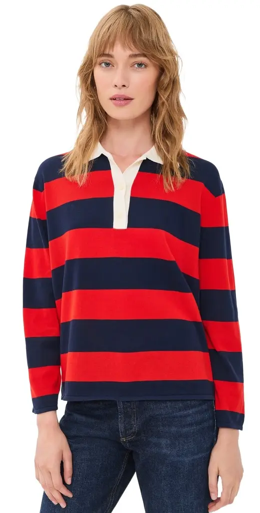 The Great. THE GREAT. The Academy Polo Sweater | Image 1 The Great. THE GREAT. The Academy Polo Sweater | Image 1