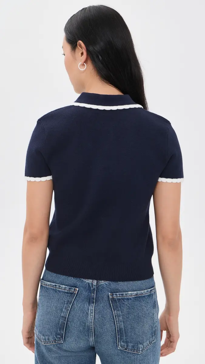 English Factory Scallop Detailed Short Sleeve Polo | Thumbnail 3 English Factory Scallop Detailed Short Sleeve Polo | Thumbnail 3