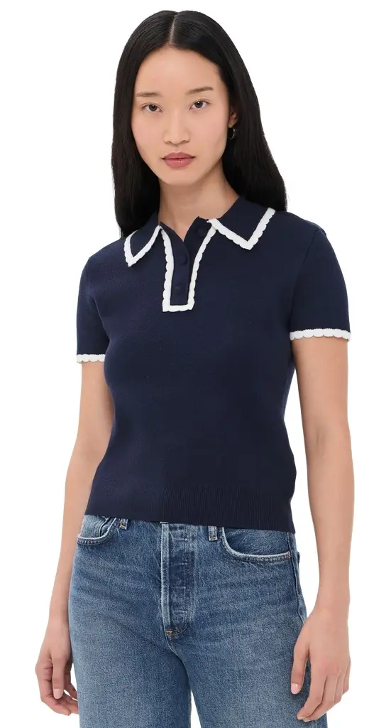 English Factory Scallop Detailed Short Sleeve Polo