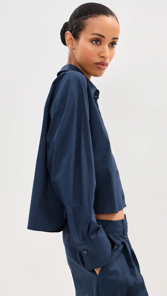 LE BOP Felicity Boxy Cropped Poplin Button Down Shirt | Thumbnail 4